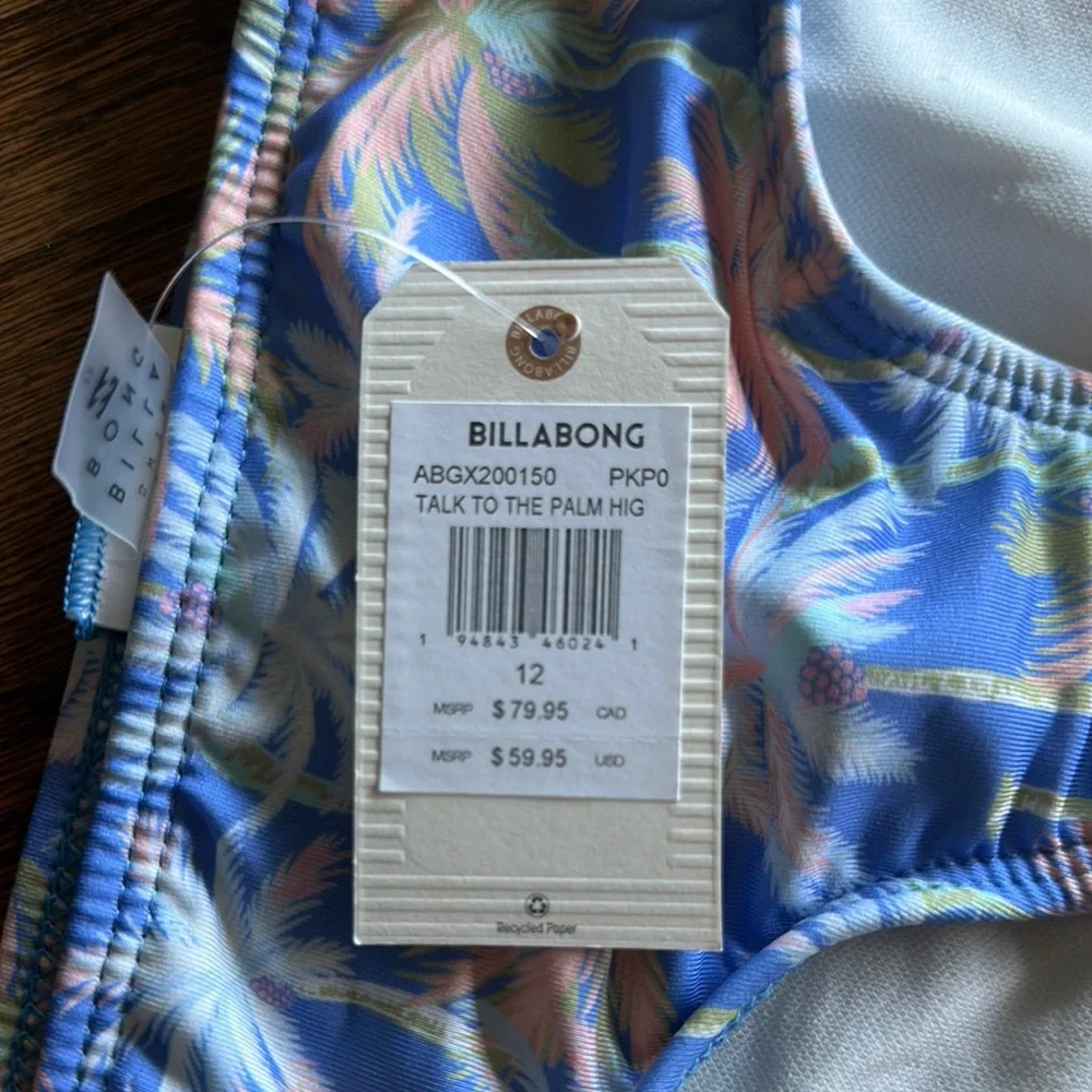 Girls Billabong Blue Palm Tree Set Swimwear